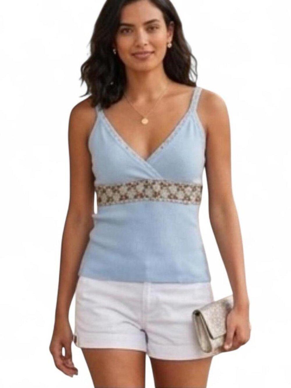 Light Blue Embellished Casmere Top